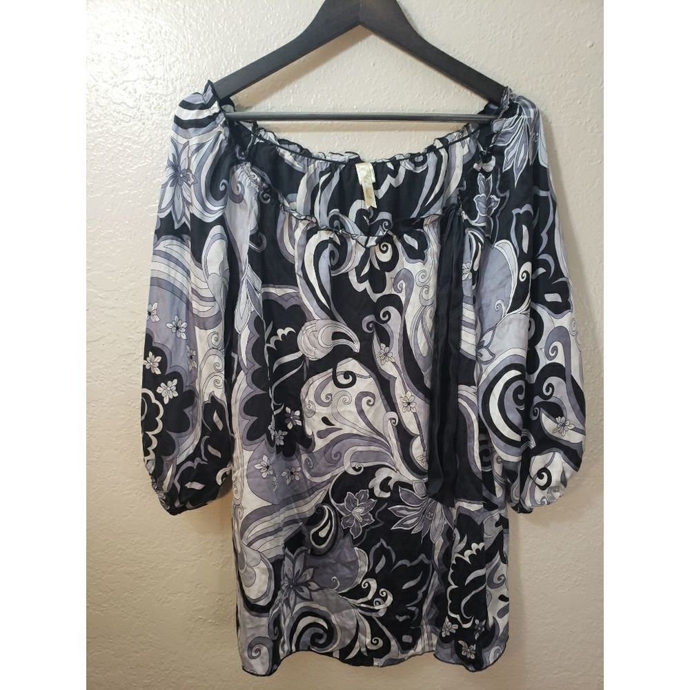 Chenault 100% Silk Pattern Blouse size XL